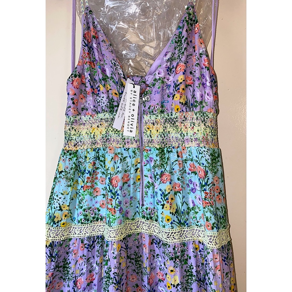 Alice + Olivia Karolina Smocked Waist Floral Tie Front Maxi Dress - Picture 8 of 16